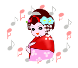 Colorful kimono beauty Fall New Year Hen sticker #13377980