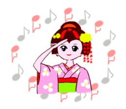 Colorful kimono beauty Fall New Year Hen sticker #13377981