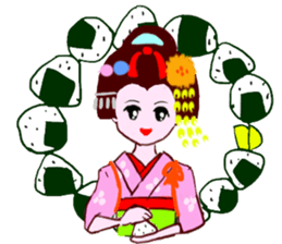 Colorful kimono beauty Fall New Year Hen sticker #13377982