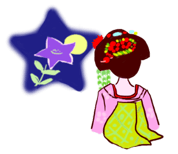 Colorful kimono beauty Fall New Year Hen sticker #13377984