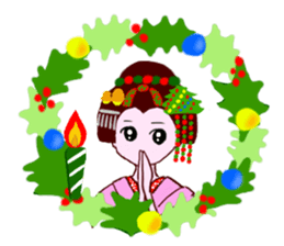 Colorful kimono beauty Fall New Year Hen sticker #13377987