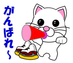 A white cat which skates sticker #13382131