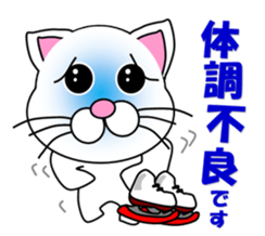 A white cat which skates sticker #13382141