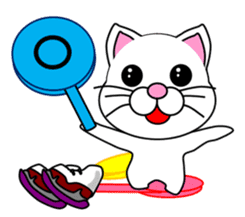 A white cat which skates sticker #13382154