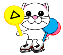 A white cat which skates sticker #13382155