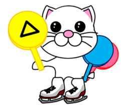 A white cat which skates sticker #13382155