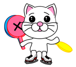 A white cat which skates sticker #13382156