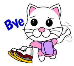 A white cat which skates sticker #13382157