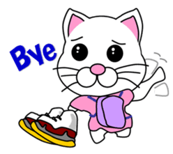 A white cat which skates sticker #13382157