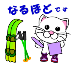 A white cat which skis sticker #13394510