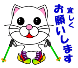 A white cat which skis sticker #13394518