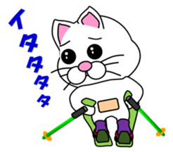 A white cat which skis sticker #13394529