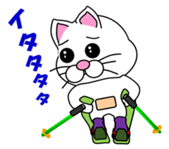 A white cat which skis sticker #13394529