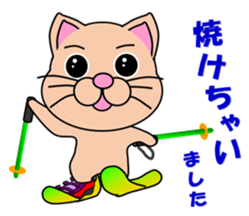 A white cat which skis sticker #13394530