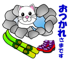 A white cat which skis sticker #13394534