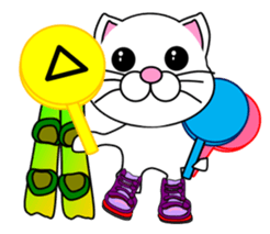 A white cat which skis sticker #13394539