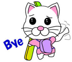 A white cat which skis sticker #13394541