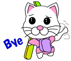 A white cat which skis sticker #13394541