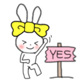 ribbon rabbit (yellow) sticker #13397419