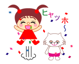 Domestic cat Boo & a girl sticker #13404993