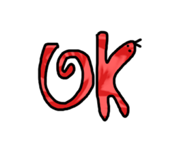 red flower snake sticker #13407930