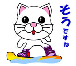 A white cat which snowboards sticker #13411495