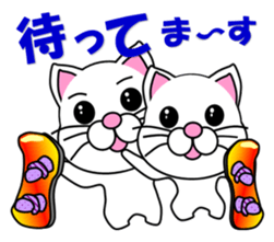 A white cat which snowboards sticker #13411497