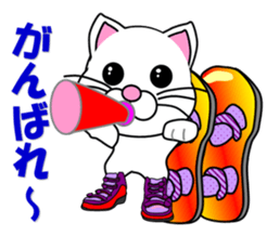 A white cat which snowboards sticker #13411499