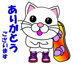 A white cat which snowboards sticker #13411500