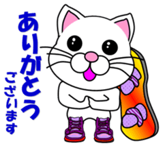 A white cat which snowboards sticker #13411500