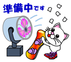 A white cat which snowboards sticker #13411504