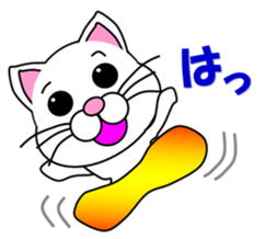 A white cat which snowboards sticker #13411506