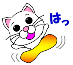 A white cat which snowboards sticker #13411506