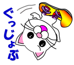 A white cat which snowboards sticker #13411507