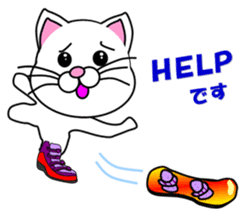 A white cat which snowboards sticker #13411510