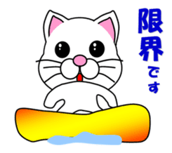 A white cat which snowboards sticker #13411511