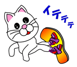A white cat which snowboards sticker #13411512