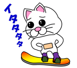 A white cat which snowboards sticker #13411513