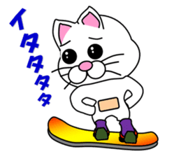 A white cat which snowboards sticker #13411513