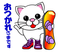 A white cat which snowboards sticker #13411519