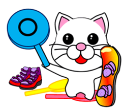 A white cat which snowboards sticker #13411522