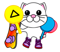 A white cat which snowboards sticker #13411523