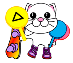 A white cat which snowboards sticker #13411523