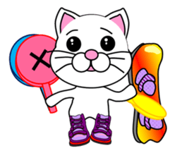 A white cat which snowboards sticker #13411524