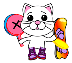 A white cat which snowboards sticker #13411524