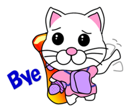 A white cat which snowboards sticker #13411525