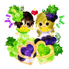 Pretty little people and grapes