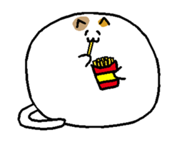 Animated Meat ball cat sticker #13423282