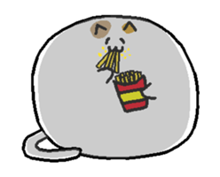 Animated Meat ball cat sticker #13423283