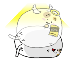 Animated Meat ball cat sticker #13423288